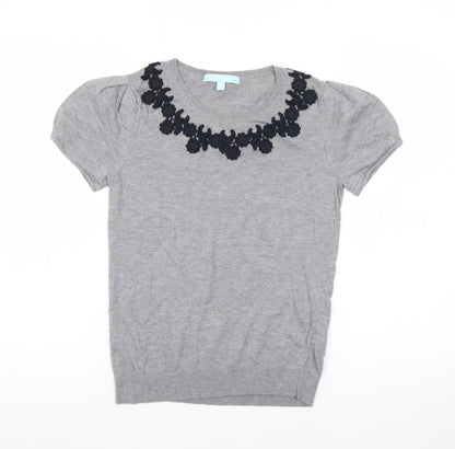 Aphorism Women’s Grey Short Sleeve Knit Jumper Size 10