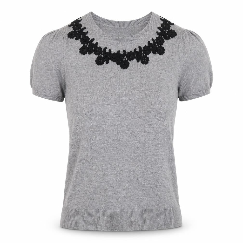 Aphorism Women’s Grey Short Sleeve Knit Jumper Size 10