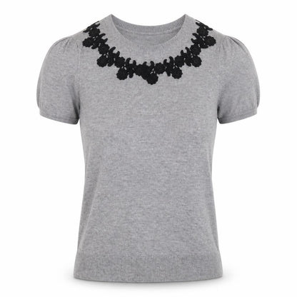 Aphorism Women’s Grey Short Sleeve Knit Jumper Size 10