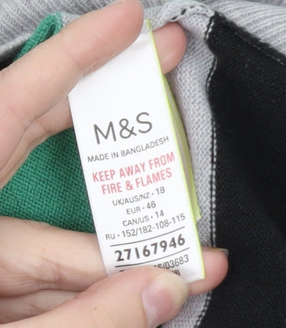 Marks and Spencer Women's Multicoloured Striped Pullover Jumper Size 18