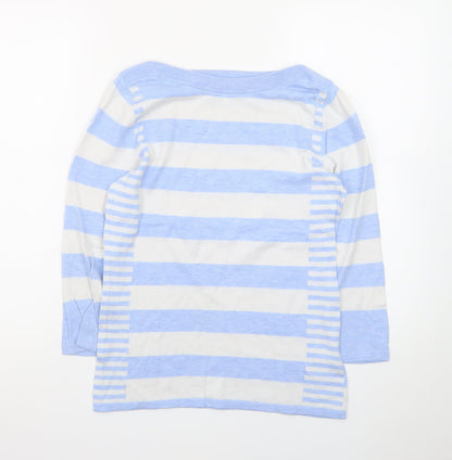 Next Women's Blue Stripe Boat Neck Pullover Jumper Size 8