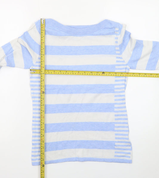 Next Women's Blue Stripe Boat Neck Pullover Jumper Size 8