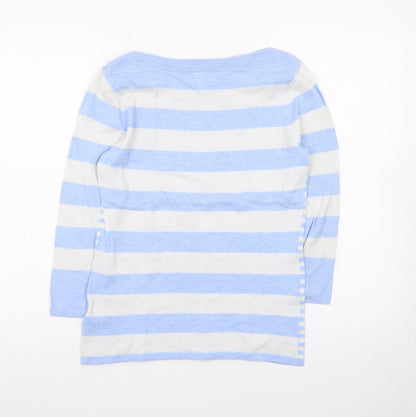 Next Women's Blue Stripe Boat Neck Pullover Jumper Size 8