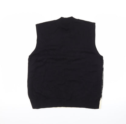 Oasis Womens Black Mock Neck Lace Sleeveless Knit Vest Size 14