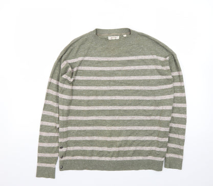 Fat Face Women's Green Striped Cotton Pullover Jumper UK 8