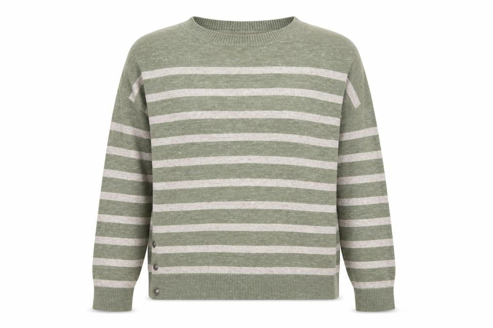 FatFace Women's Green Striped Cotton Pullover Jumper UK 8