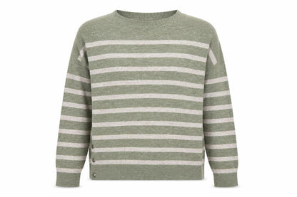 FatFace Women's Green Striped Cotton Pullover Jumper UK 8