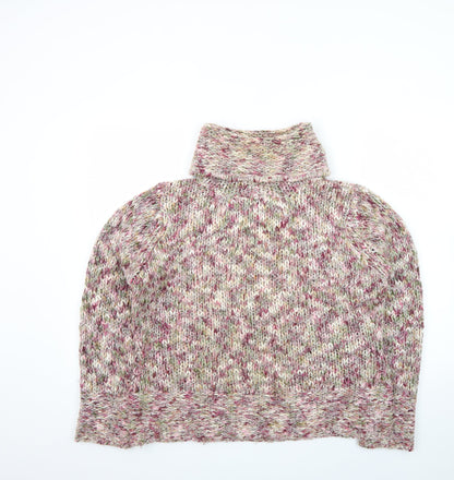 EWM Womens Multicoloured Roll Neck Chunky Knit Jumper Size L 18/20