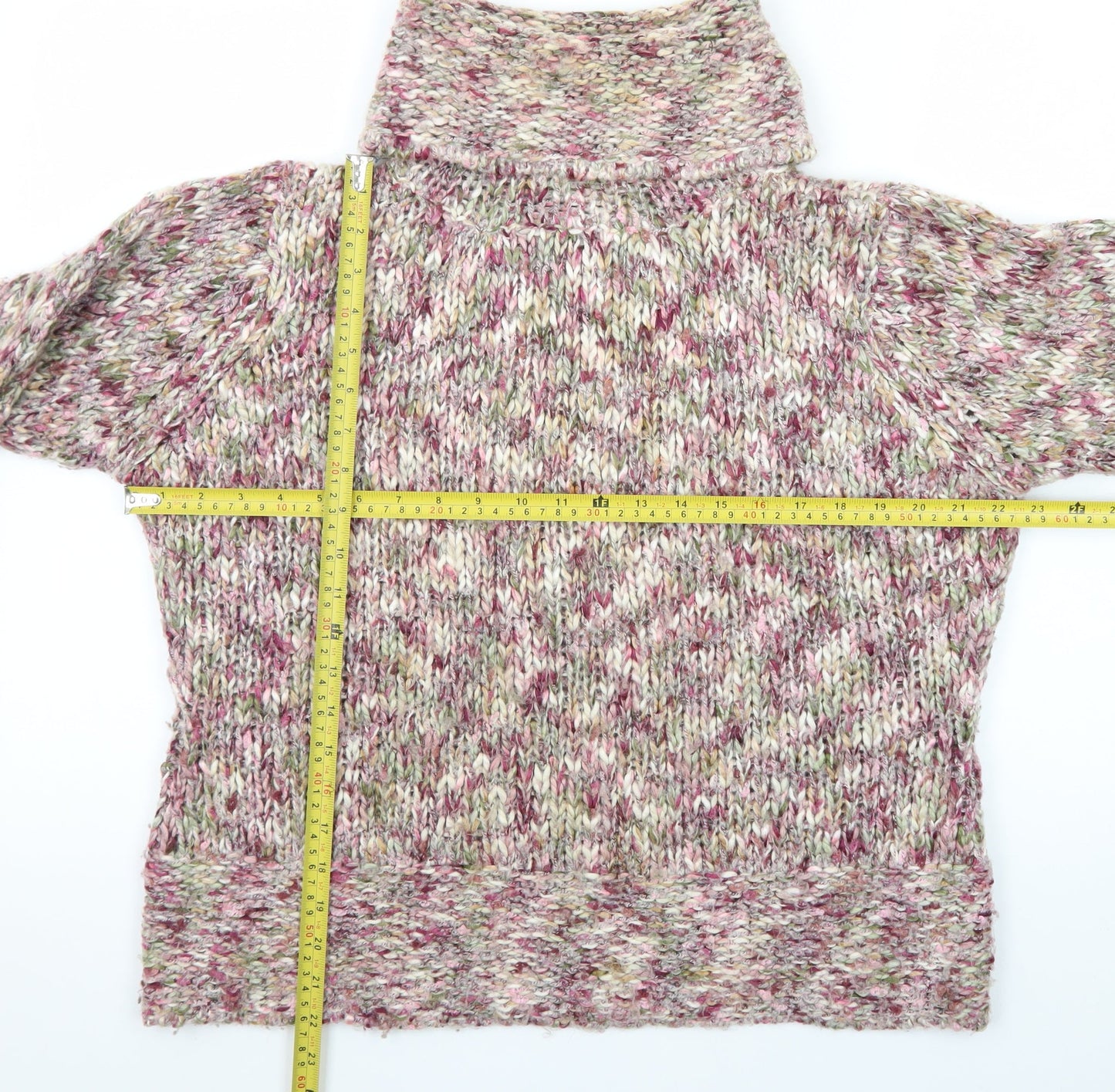 EWM Womens Multicoloured Roll Neck Chunky Knit Jumper Size L 18/20