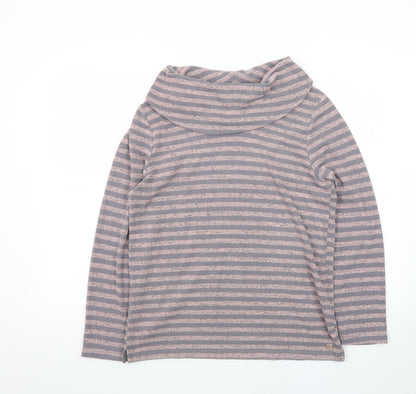 Pennyplain Women's Grey Striped Cowl Neck Long Sleeve Pullover Jumper Size 10