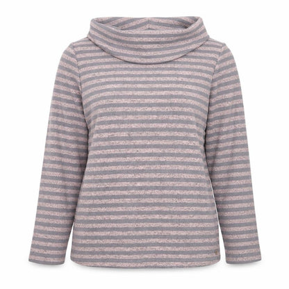 Pennyplain Women's Grey Striped Cowl Neck Long Sleeve Pullover Jumper Size 10