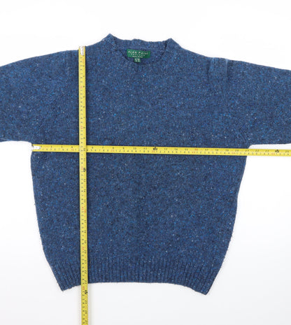 Alan Paine Women's Blue Wool Blend Chunky-Knit Pullover Jumper Size 16