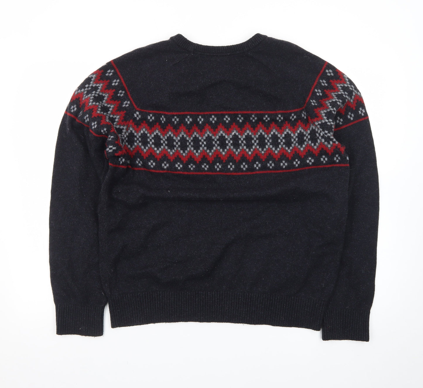 GAP Men’s Black Fair Isle Wool Crew Neck Jumper Size L