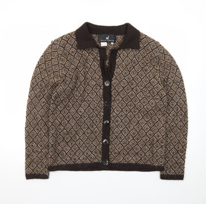 Peruvian Connection Women's Brown Alpaca Diamond Knit Cardigan M