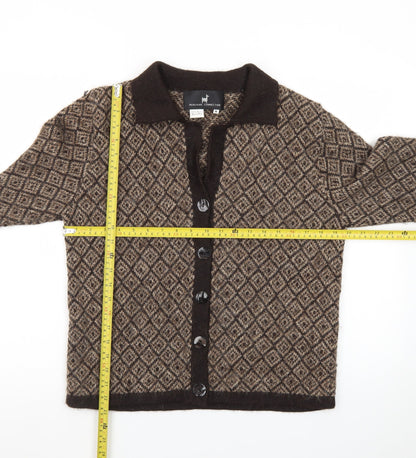 Peruvian Connection Women's Brown Alpaca Diamond Knit Cardigan M