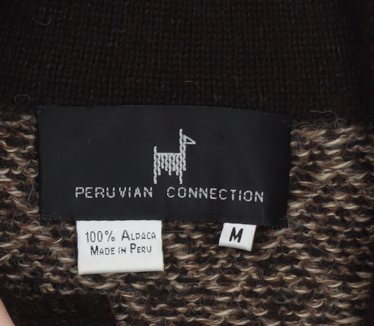 Peruvian Connection Women's Brown Alpaca Diamond Knit Cardigan M