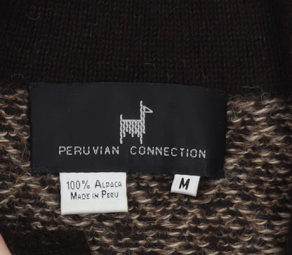 Peruvian Connection Women's Brown Alpaca Diamond Knit Cardigan M