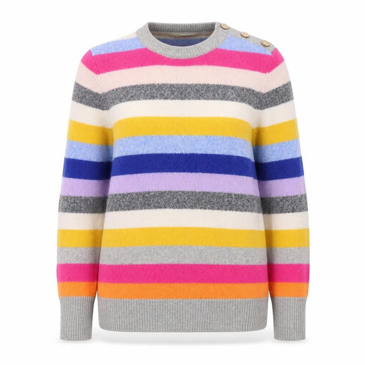 Woolovers Women's Multicoloured Striped Wool Pullover Jumper M