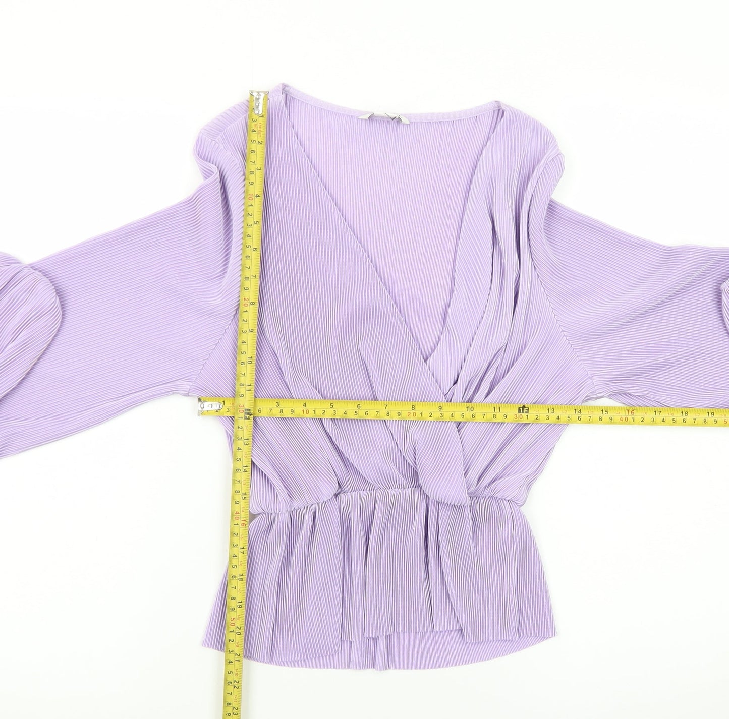 Monki Women's Purple Wrap Pleated Long Sleeve Blouse XXS