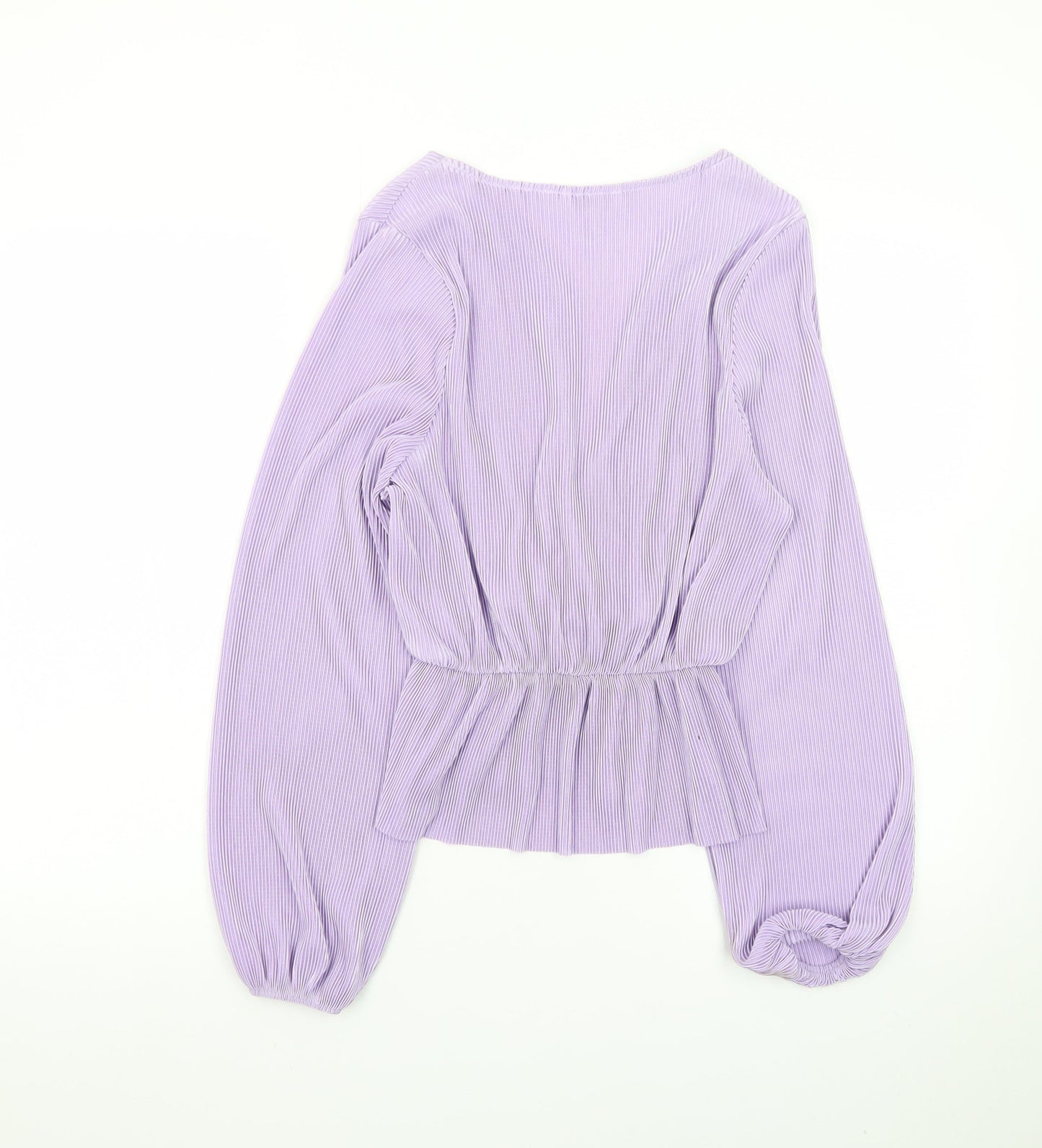Monki Women's Purple Wrap Pleated Long Sleeve Blouse XXS