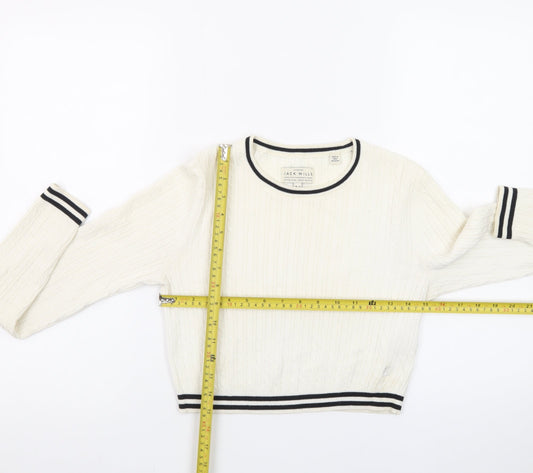 Jack Wills Women's Ivory Cable-Knit Crew Neck Jumper Size 10