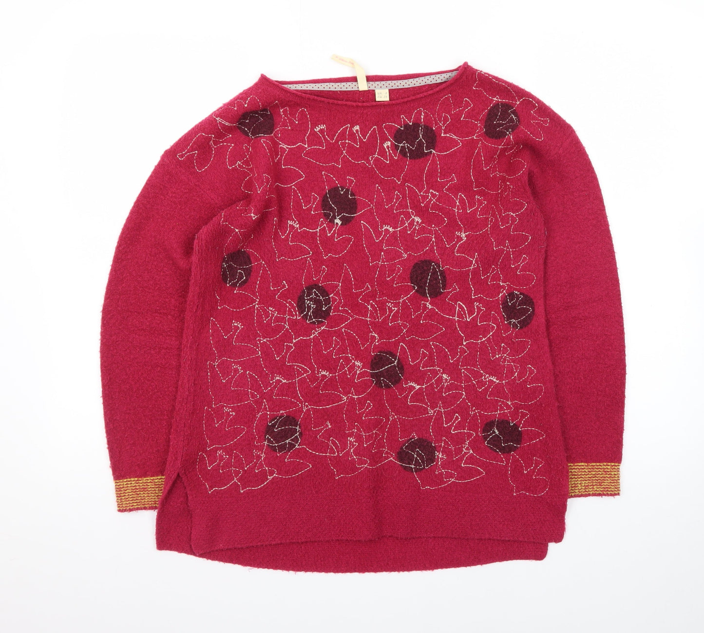White Stuff Womens Red Floral Embroidered Jumper Size 8