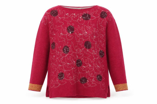 White Stuff Womens Red Floral Embroidered Jumper Size 8