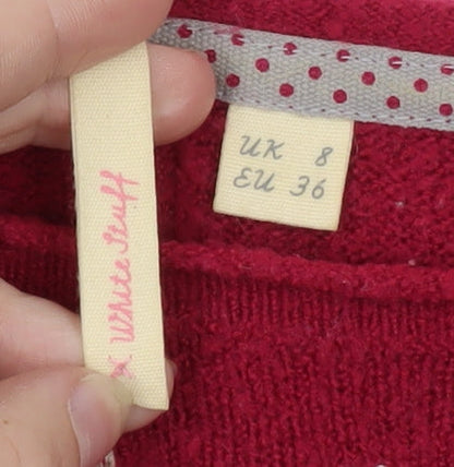 White Stuff Womens Red Floral Embroidered Jumper Size 8