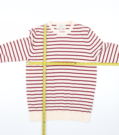 Marks and Spencer Women Red Stripe Merino Wool Jumper Size 12