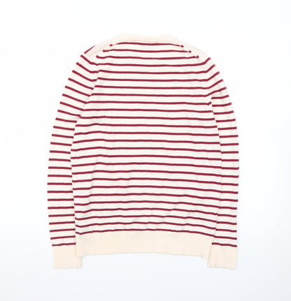 Marks and Spencer Women Red Stripe Merino Wool Jumper Size 12