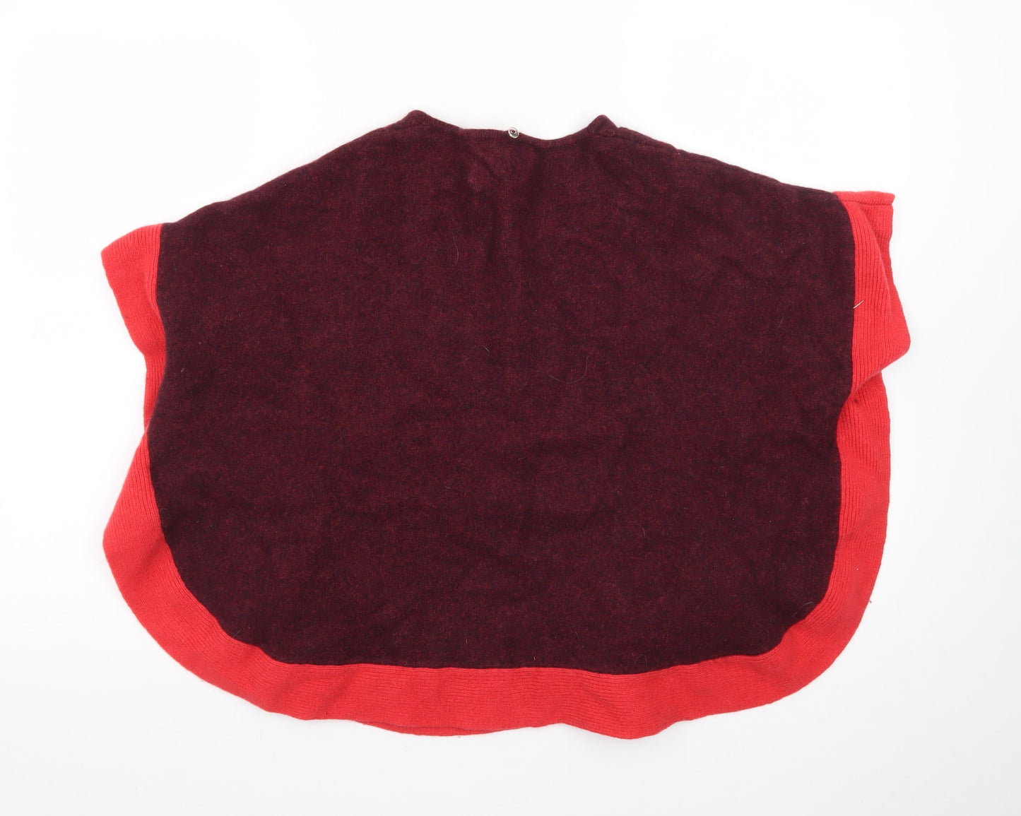 White Stuff Womens Red Wool Blend Cable Knit Cape One Size