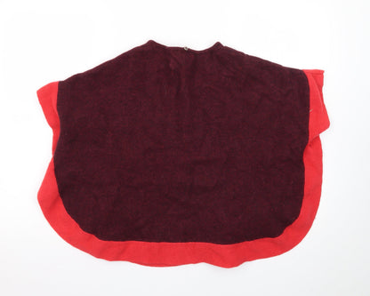 White Stuff Womens Red Wool Blend Cable Knit Cape One Size