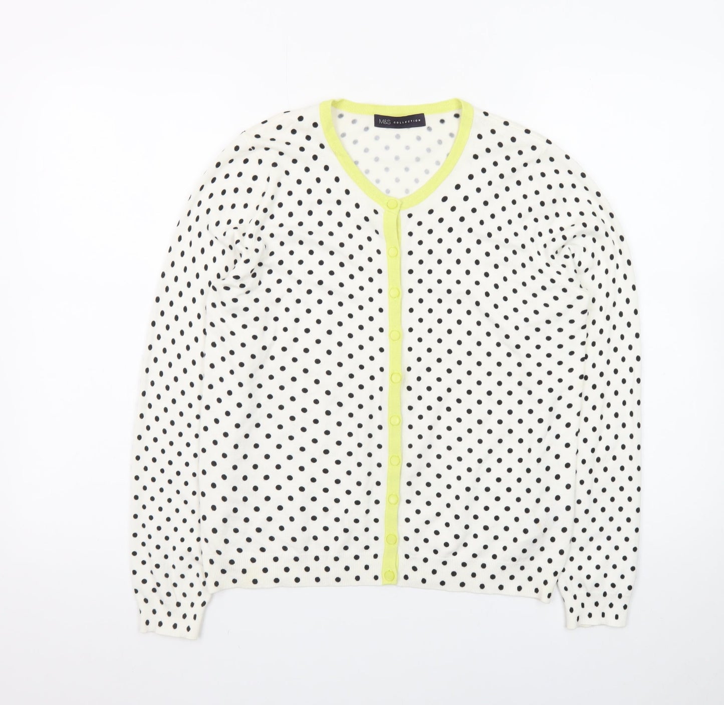 Marks and Spencer Women's White Polka Dot Cardigan Size 14