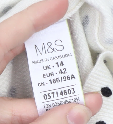 Marks and Spencer Women's White Polka Dot Cardigan Size 14