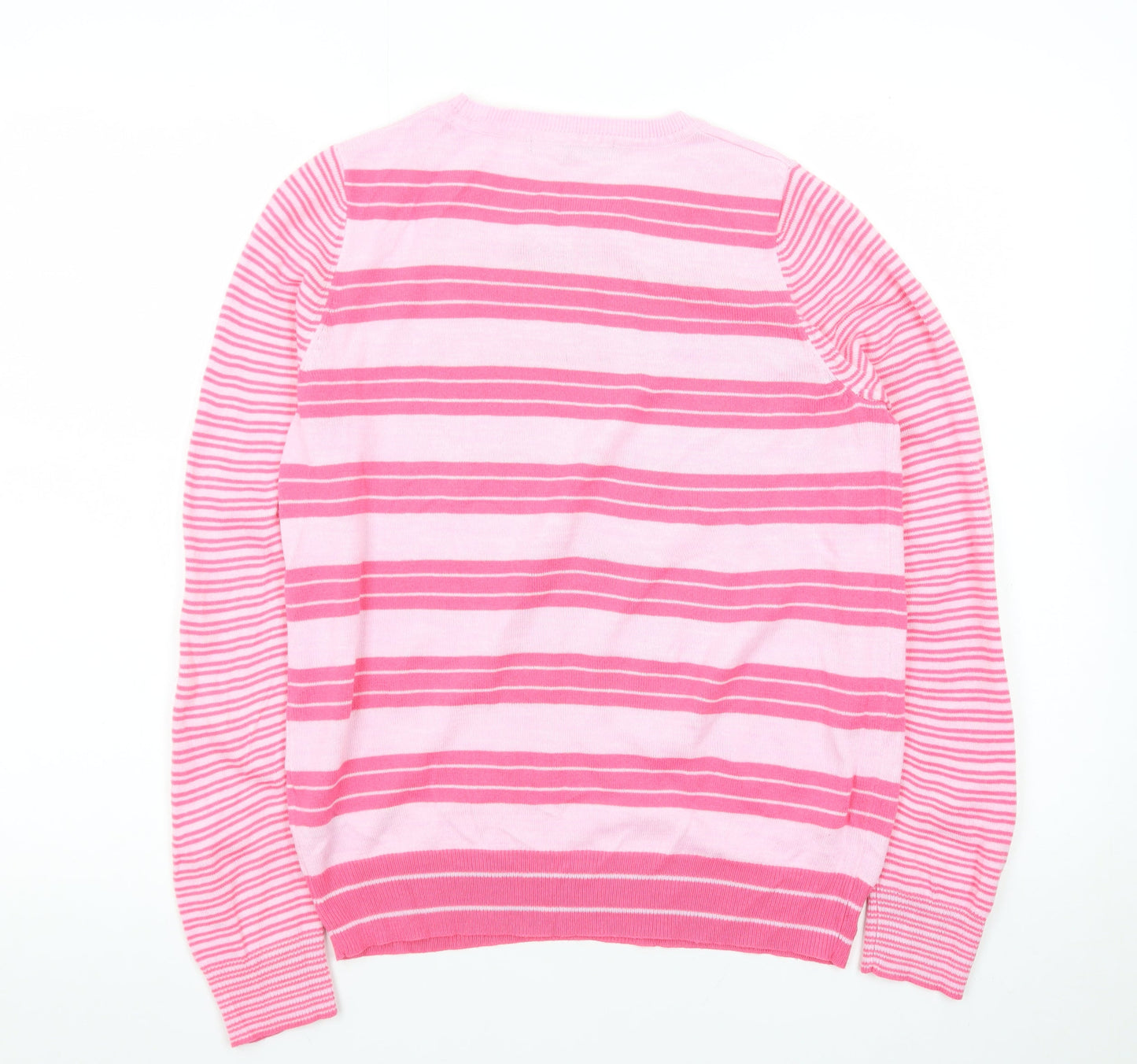 Marks and Spencer Women Pink Striped Crew Neck Jumper Size 10