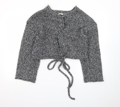 Pull&Bear Women’s Grey Chunky-Knit Tie Front Cardigan Size S