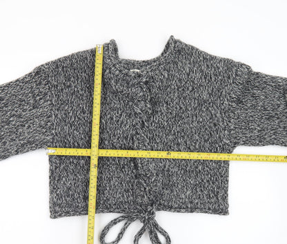 Pull&Bear Women’s Grey Chunky-Knit Tie Front Cardigan Size S