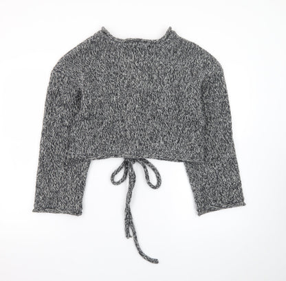 Pull&Bear Women’s Grey Chunky-Knit Tie Front Cardigan Size S