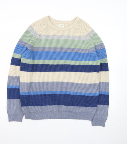 Marks and Spencer Men's Multicoloured Striped Knit Jumper Size L