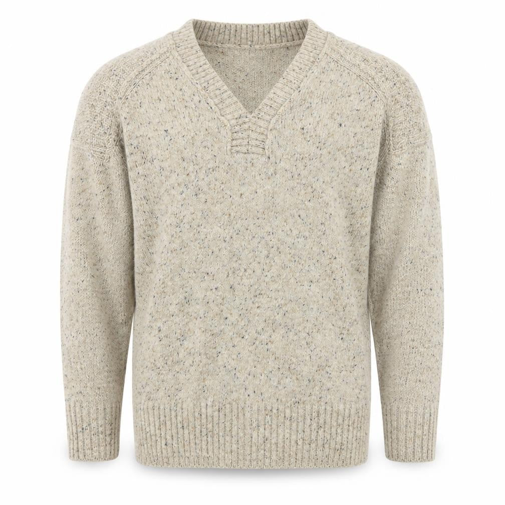 Next Men’s Beige Wool Blend V-Neck Chunky Knit Jumper Size L