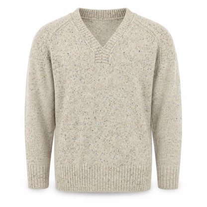 Next Men’s Beige Wool Blend V-Neck Chunky Knit Jumper Size L