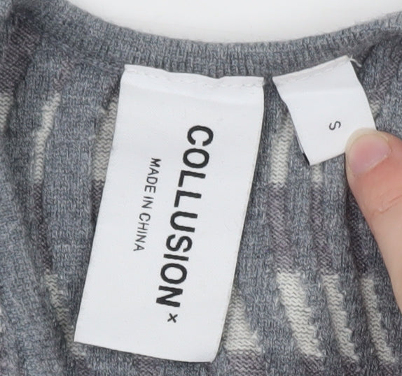Collusion Women’s Grey Knit Striped Tank Top Size S