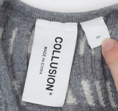 Collusion Women’s Grey Knit Striped Tank Top Size S