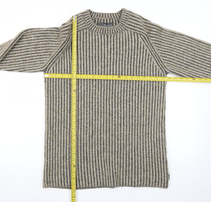 Jack & Jones Men’s Beige Wool Blend Striped Knit Pullover Jumper Size S