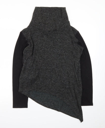 Forgotten Tribes Women Charcoal Black Asymmetrical Roll Neck Jumper Size S
