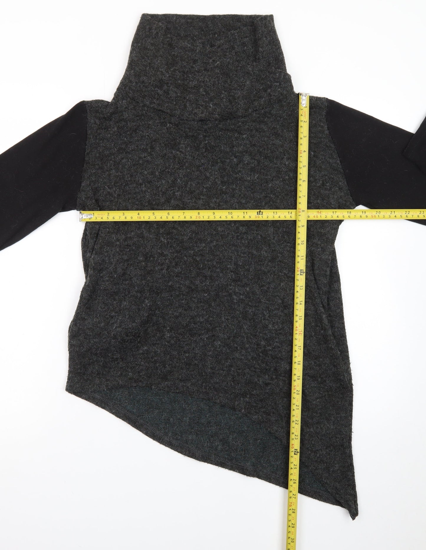 Forgotten Tribes Women Charcoal Black Asymmetrical Roll Neck Jumper Size S