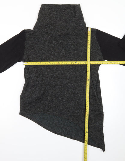 Forgotten Tribes Women Charcoal Black Asymmetrical Roll Neck Jumper Size S