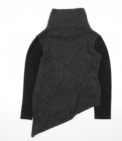 Forgotten Tribes Women Charcoal Black Asymmetrical Roll Neck Jumper Size S
