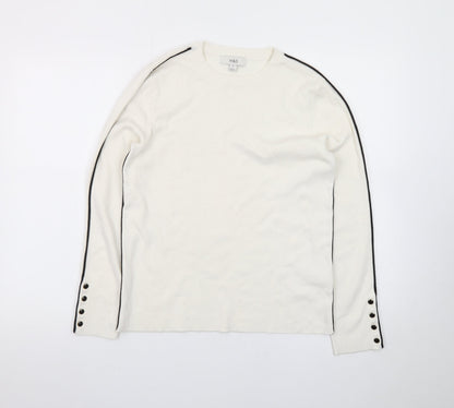Marks and Spencer Womens Ivory Long Sleeve Crew Neck Jumper Size 16