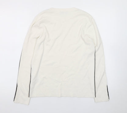 Marks and Spencer Womens Ivory Long Sleeve Crew Neck Jumper Size 16